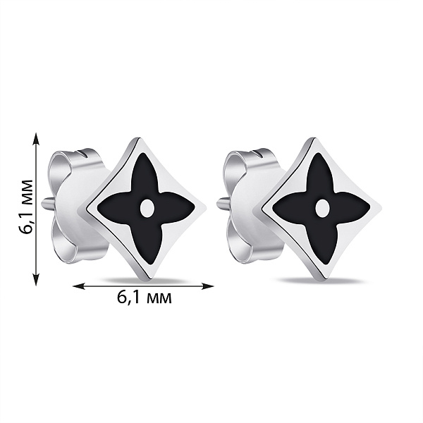 Серебряные серьги-пусеты с черной эмалью (арт. 7518/6566еч) – изображение 2