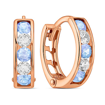 Фото Дитячі золоті сережки конго з блакитними фіанітами (арт. 110245г)