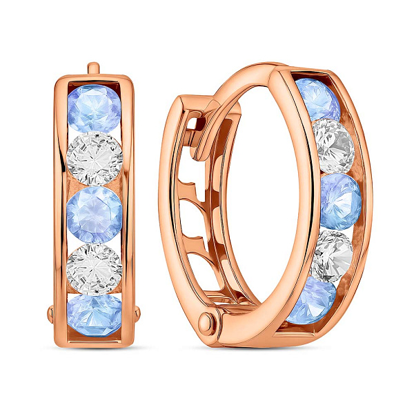 Дитячі золоті сережки конго з блакитними фіанітами (арт. 110245г) – зображення 1