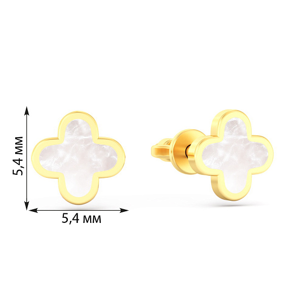Золотые серьги пусеты Клевер (арт. 111212жеп) – изображение 2