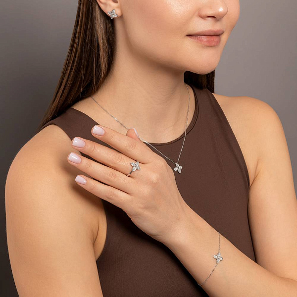 Золотое колье Цветок с бриллиантами (арт. 7192069202) – изображение 7