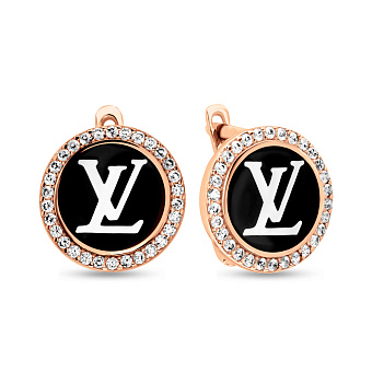 Серьги из красного золота с эмалью и фианитами (арт. 108507еч)