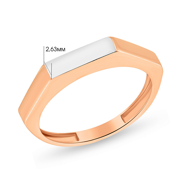 Золотое кольцо в красном цвете металла с родированием (арт. 154719р) – изображение 4
