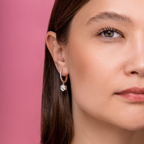 Золотые серьги с подвесками и фианитами (арт. 110389) – изображение 3