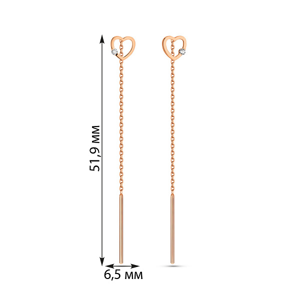Серьги-протяжки из золота с бриллиантами (арт. С011339005) – изображение 2