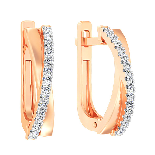 Серьги из красного золота с бриллиантами (арт. С011055010) – изображение 1