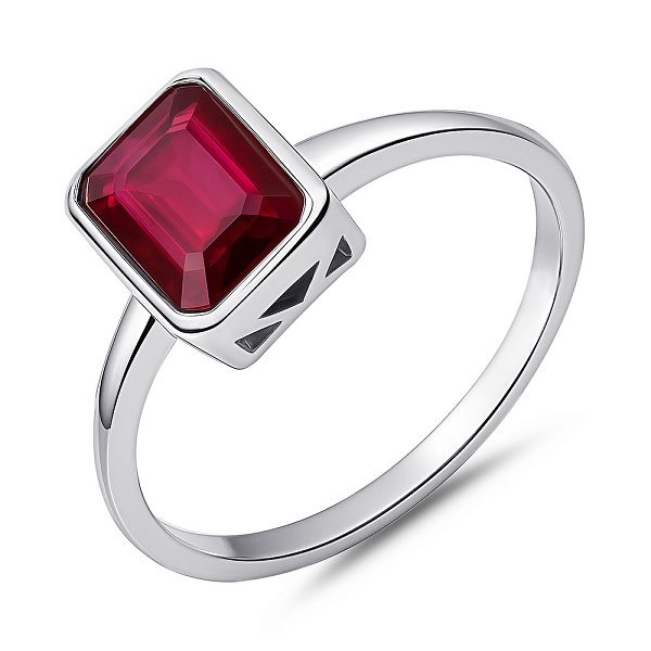 Серебряное кольцо с одним рубином (арт. 7501/2159520Р) – изображение 1