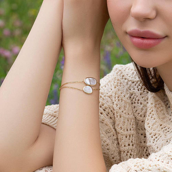 Золотий браслет Diva з перламутром (арт. 324761жп) – зображення 5