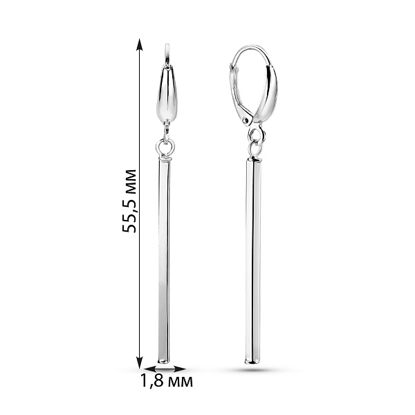 Сережки з білого золота з підвіскою (арт. 1091629б) – зображення 2