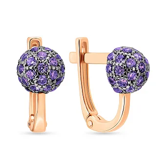 Золоті дитячі сережки з фіолетовими фіанітами (арт. 110264ф)