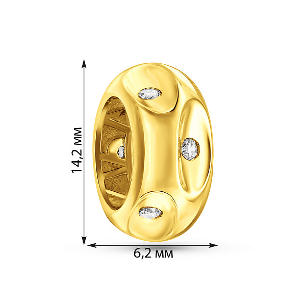 Шарм из желтого золота с фианитами (арт. 424772ж) – изображение 2
