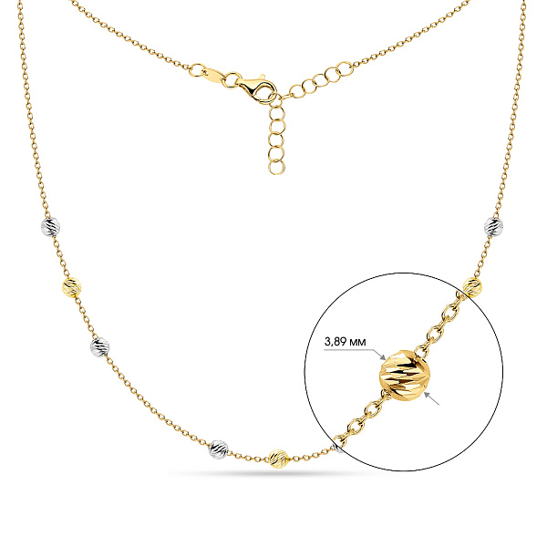 Колье "Шарики" из желтого и белого золота (арт. 352180жб) – изображение 4