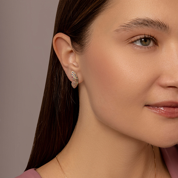 Золотые серьги с фианитами (арт. 111373цв) – изображение 5