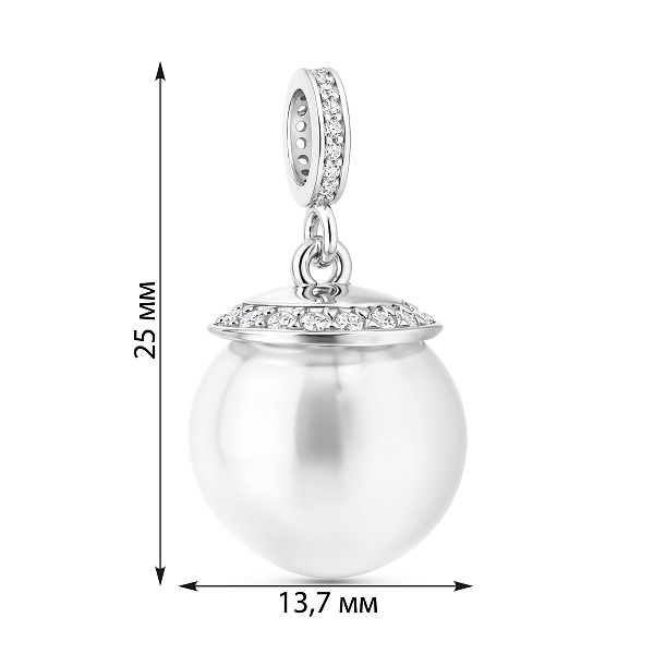 Серебряная подвеска с жемчугом и фианитами (арт. 7503/830жбП) – изображение 2