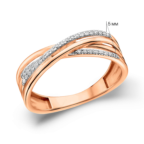 Кольцо с бриллиантами из красного золота (арт. К011122010) – изображение 5