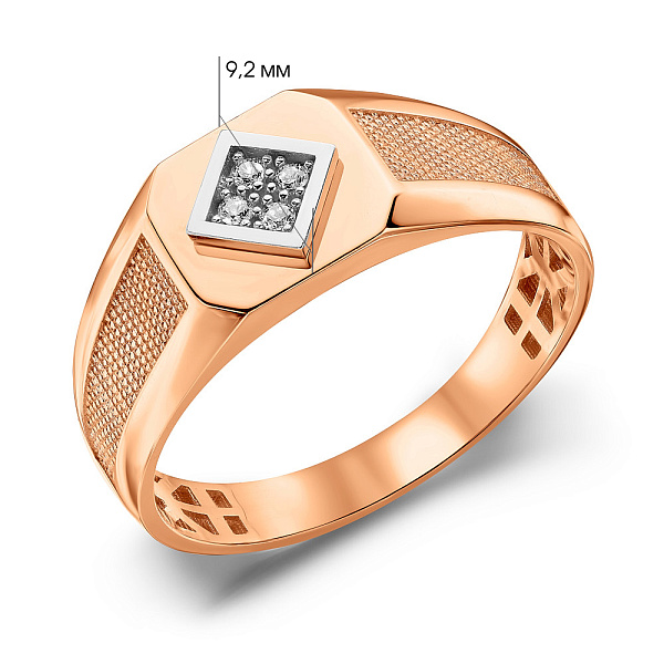 Золотий перстень з фіанітами (арт. 180545кб) – зображення 2