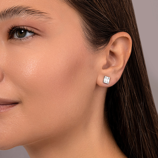 Пусеты из белого золота с бриллиантами (арт. Т011129040б) – изображение 3