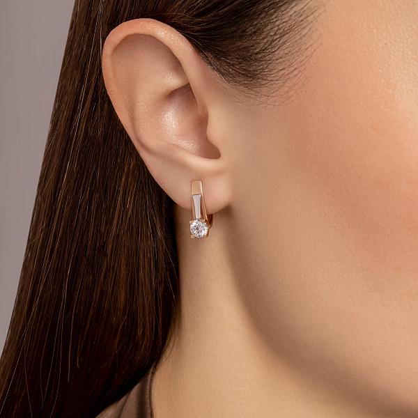 Золотые серьги с фианитом (арт. 111024) – изображение 2