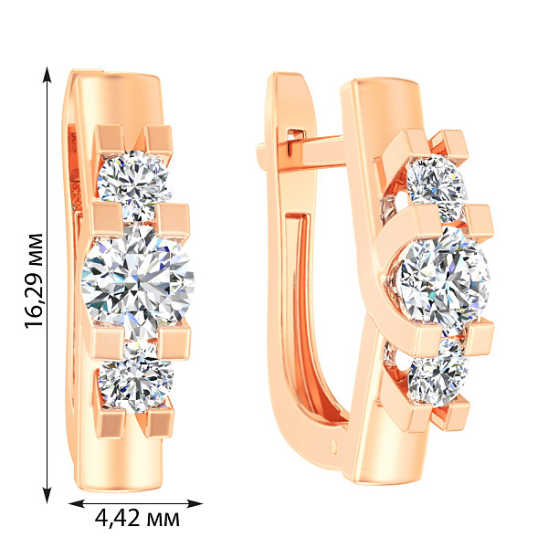 Золотые серьги с фианитами (арт. 117400) – изображение 2