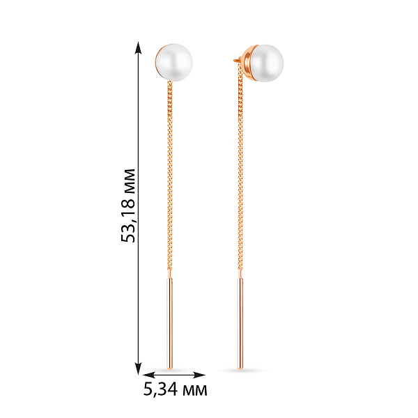 Золоті сережки-протяжки з перлами (арт. 110902/1) – зображення 2