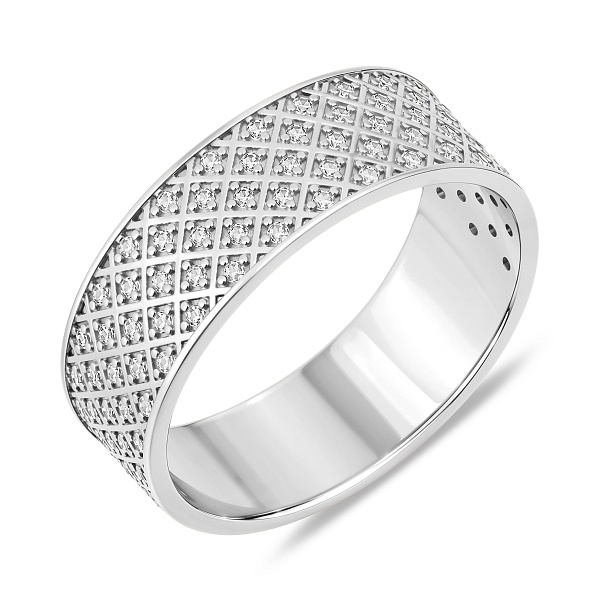 Кольцо из белого золота с дорожкой из фианитов (арт. 141900б) – изображение 1