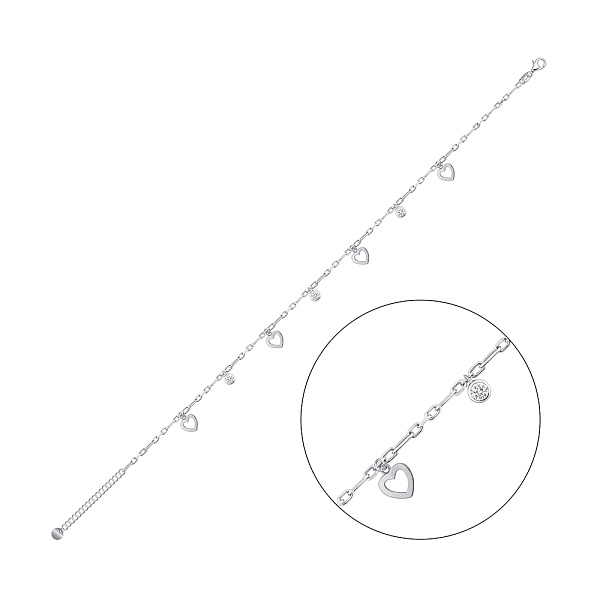 Серебряный браслет на ногу с фианитами (арт. 7509/5009н) – изображение 1
