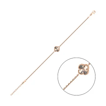 Браслет з червоного золота Конюшина з алмазною гранню (арт. 3261172/9а)