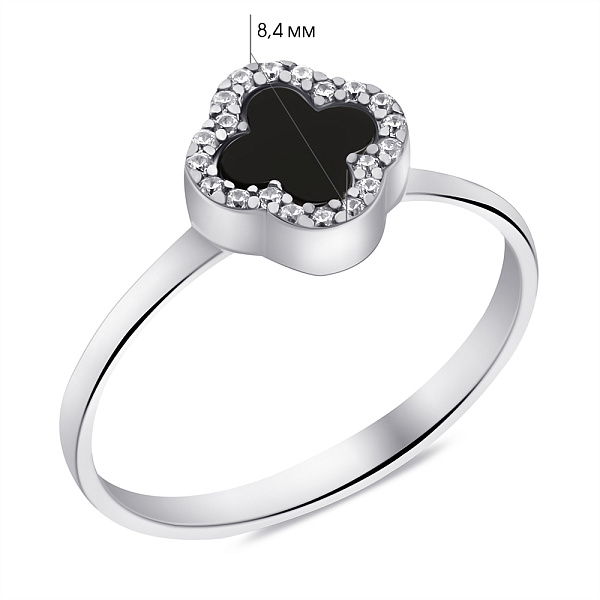 Серебряное кольцо с ониксом и фианитами (арт. 7501/653/6окп) – изображение 2