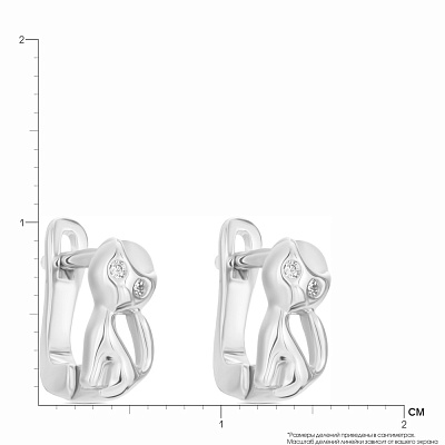 Срібні дитячі сережки «Котики» з фіанітами (арт. 7502/3954)