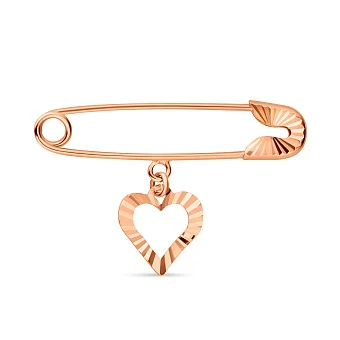 Золотая булавка с сердцем на подвеске (арт. 280056)