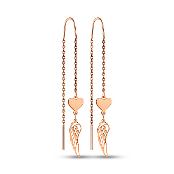 Сережки-протяжки з червоного золота (арт. 1091264)