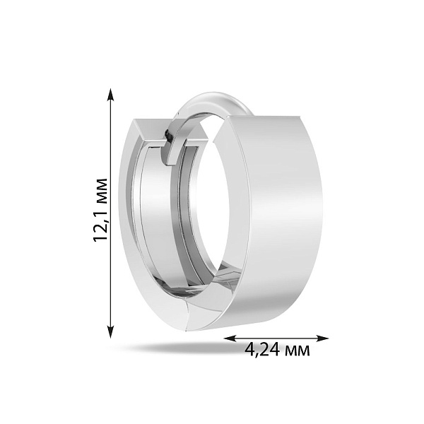 Одинарна сережка з білого золота без каміння  (арт. 110448бЯ) – зображення 3