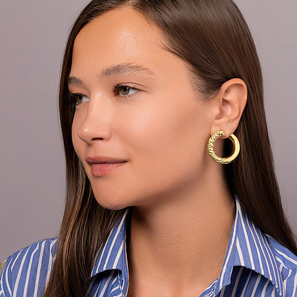 Золотые серьги-кольца Francelli без камней (арт. е1091975/30ж) – изображение 4