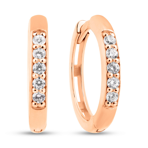 Золоті сережки-кільця з фіанітами (арт. 2108562101) – зображення 1