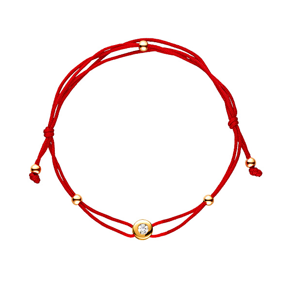 Браслет с красной нитью с золотыми вставками (арт. 322722/3ж) – изображение 1