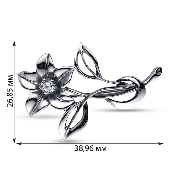 Серебряная брошь «Цветок» с фианитом (арт. 7905/6110027) – изображение 2