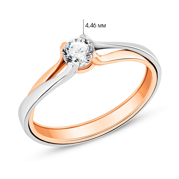 Кольцо из красного и белого золота с бриллиантом (арт. К01111804036кб) – изображение 3