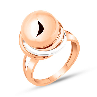 Фото Масивна каблучка з червоного і білого золота (арт. 155651кб)