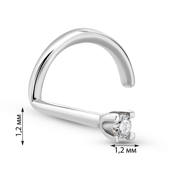 Золотая серьга-пирсинг в нос с бриллиантом (арт. 6112627202) – изображение 2