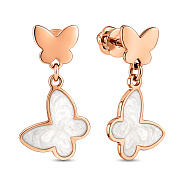 Серьги Бабочки из красного золота с  перламутром (арт. 110020еп)