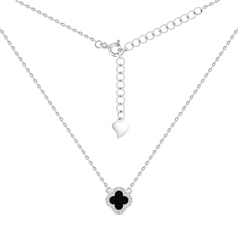 Серебряное колье Клевер с ониксом (арт. 7507/977/9о)