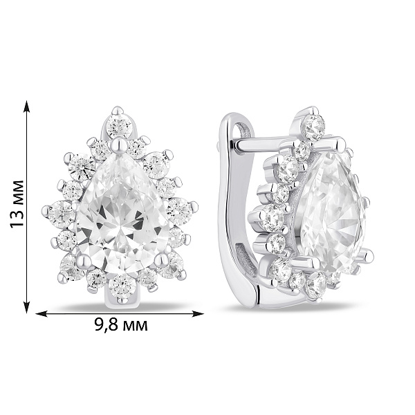 Серебряные серьги Капля с фианитами (арт. 7502/10140) – изображение 2