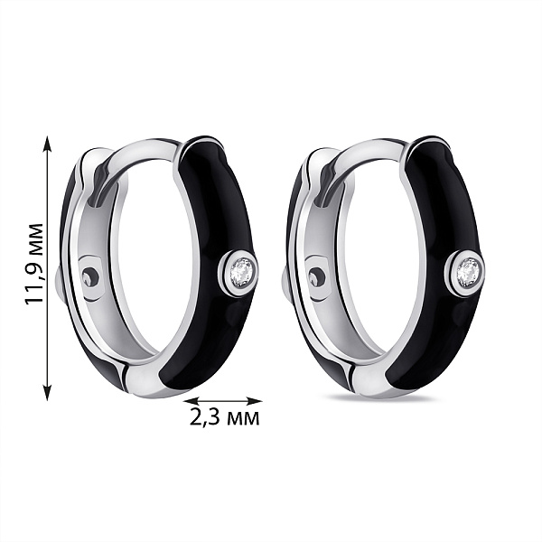 Серьги из серебра с эмалью и фианитами (арт. 7502/9500/10еч) – изображение 2