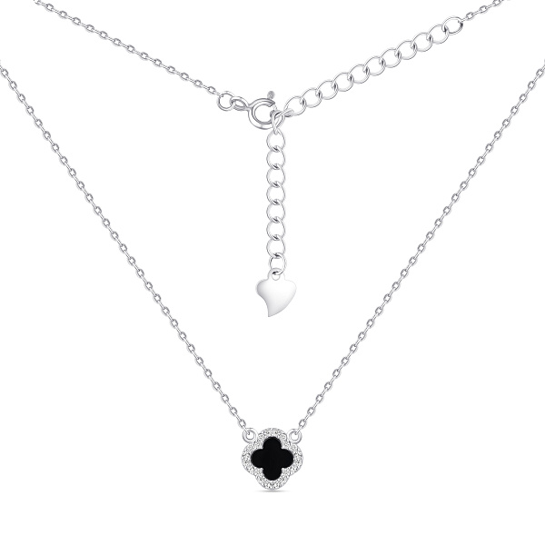 Серебряное колье Клевер с ониксом (арт. 7507/977/9о) – изображение 1