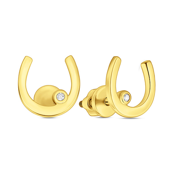 Золотые серьги Подкова с фианитами (арт. 111068ж) – изображение 1