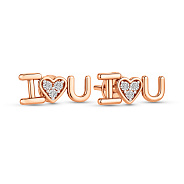 Фото Сережки-пусети з червоного золота I Love You c фіанітами (арт. 111083)