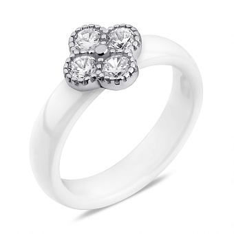 Фото Кольцо из серебра и керамики Клевер (арт. 7501/6908кмб)