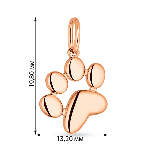 Кулон "Лапка" из красного золота (арт. 424589) – изображение 3