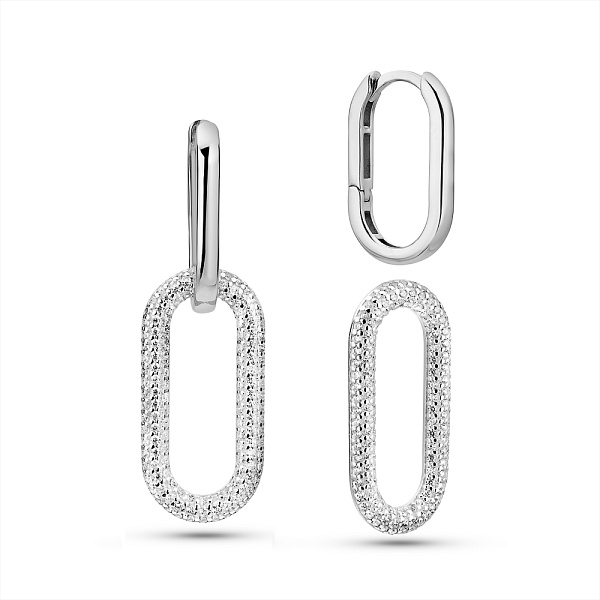 Срібні сережки-трансформери з фіанітами (арт. 7502/21185р) – зображення 1