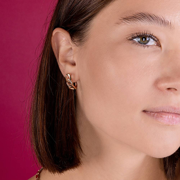 Сережки з червоного золота Ланки з фіанітами  (арт. 1091078) – зображення 2